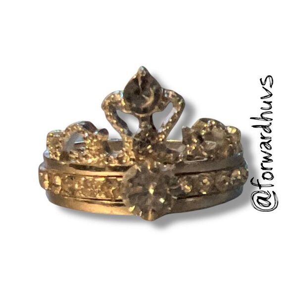 Bundle Sale 3 for $15 | Size 6.5 Fashion Ring – Crown Motif with Clear Stones - Picture 3 of 8